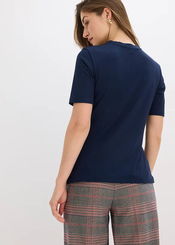 Ribbstickad topp av mjuk viskosmix, bonprix