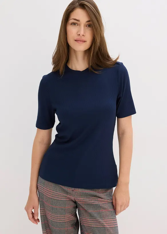 Ribbstickad topp av mjuk viskosmix, bonprix