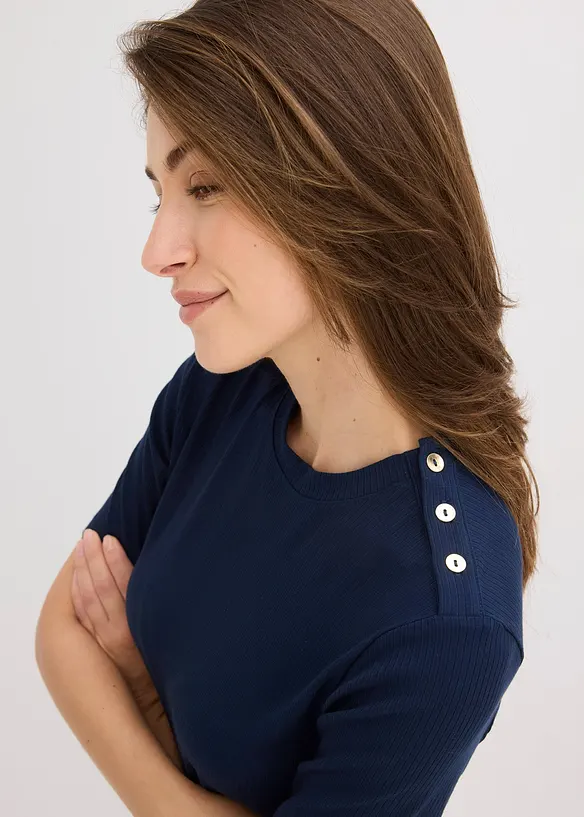 Ribbstickad topp av mjuk viskosmix, bonprix