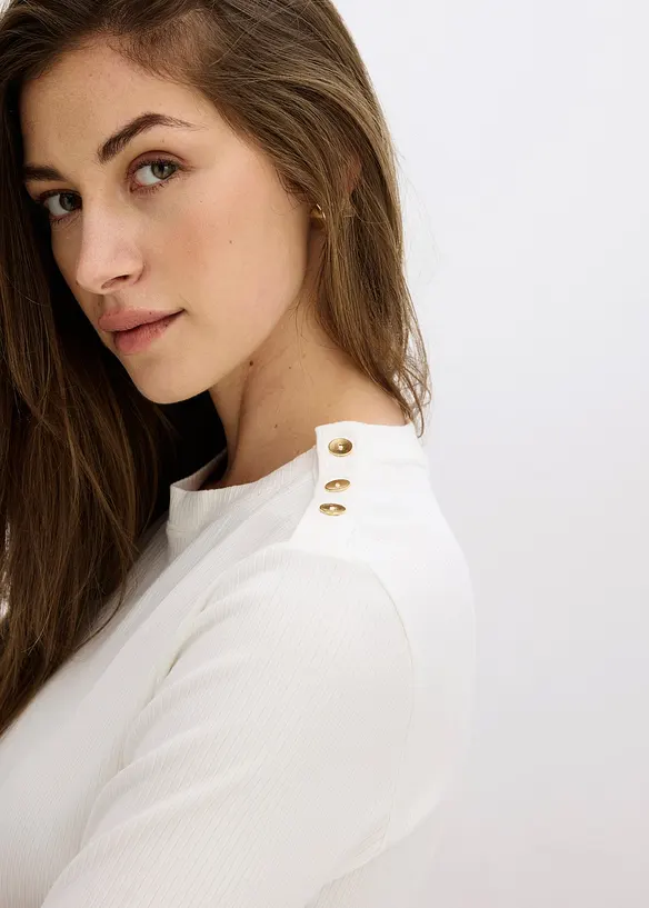 Ribbstickad topp av mjuk viskosmix, bonprix