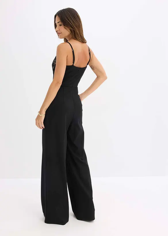 Jerseyjumpsuit med spets, bonprix