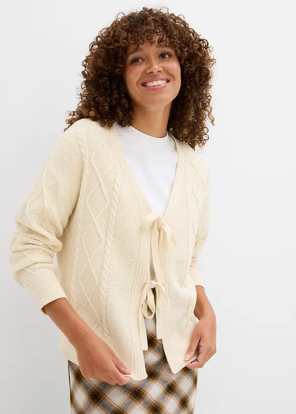 Cardigan med knytband, bonprix