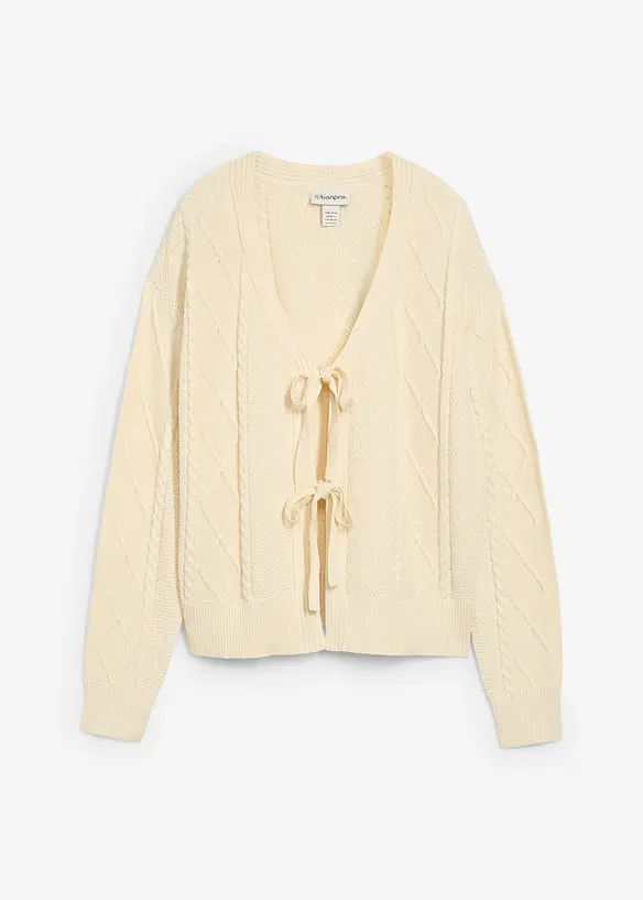 Cardigan med knytband, bonprix