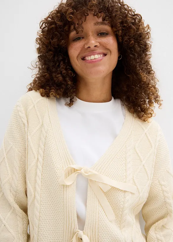 Cardigan med knytband, bonprix