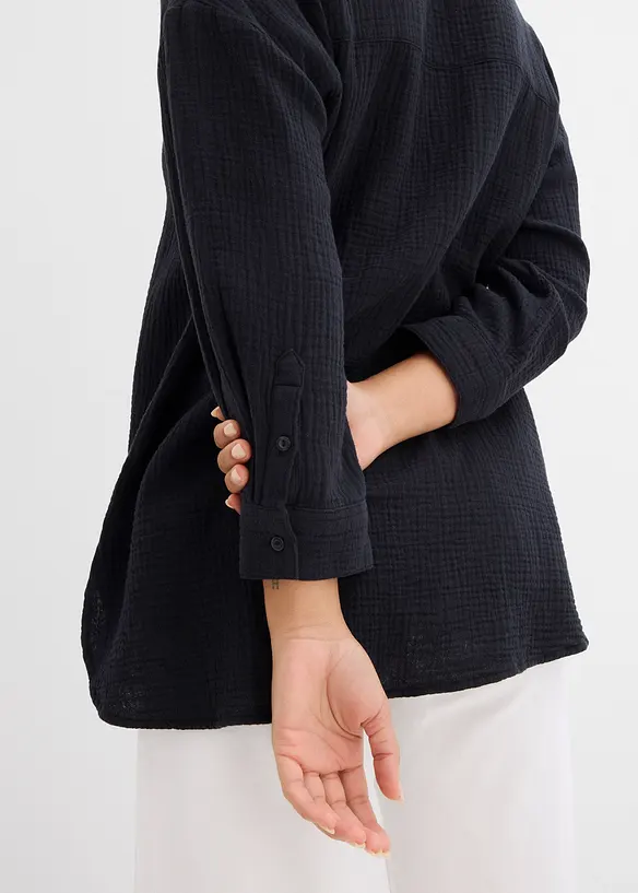 Skjortblus i muslin, bonprix