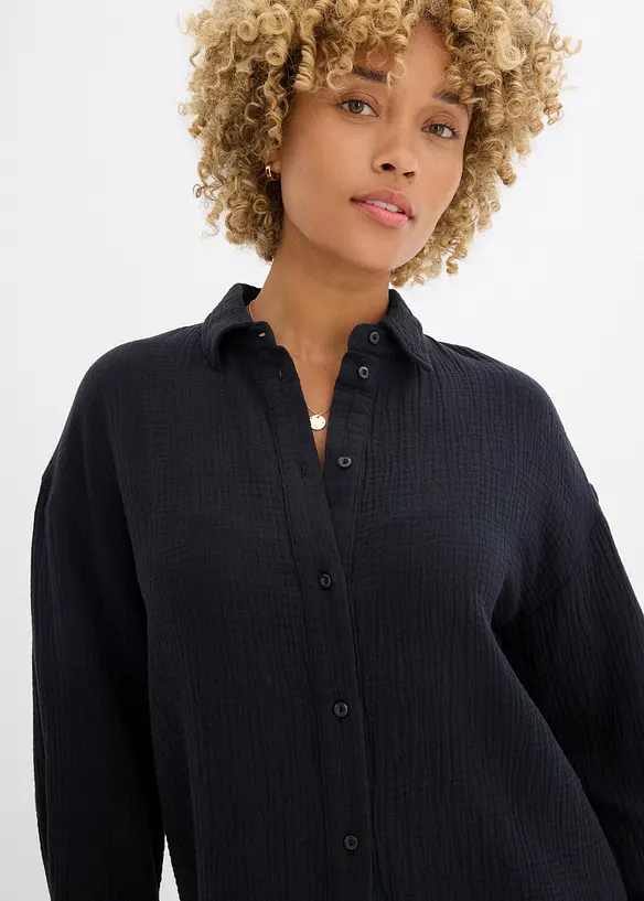 Skjortblus i muslin, bonprix