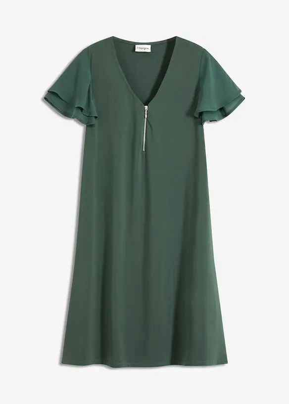 Trikåklänning med chiffongärmar, bonprix