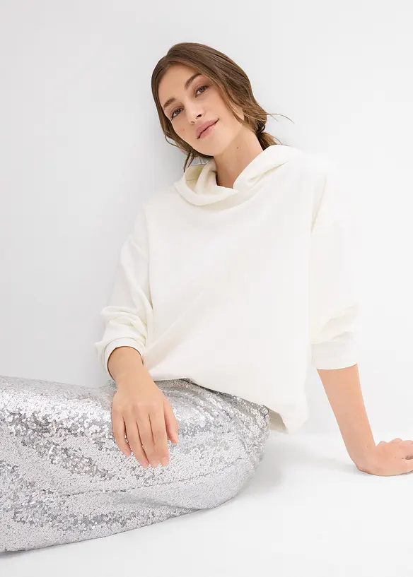 Hoodie av lätt glansig viskosmix, bonprix
