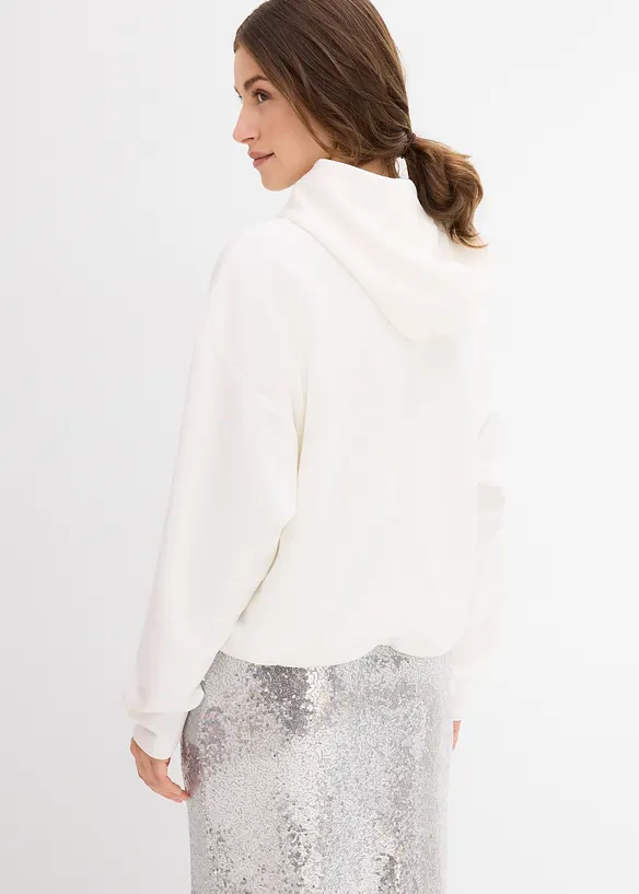 Hoodie av lätt glansig viskosmix, bonprix