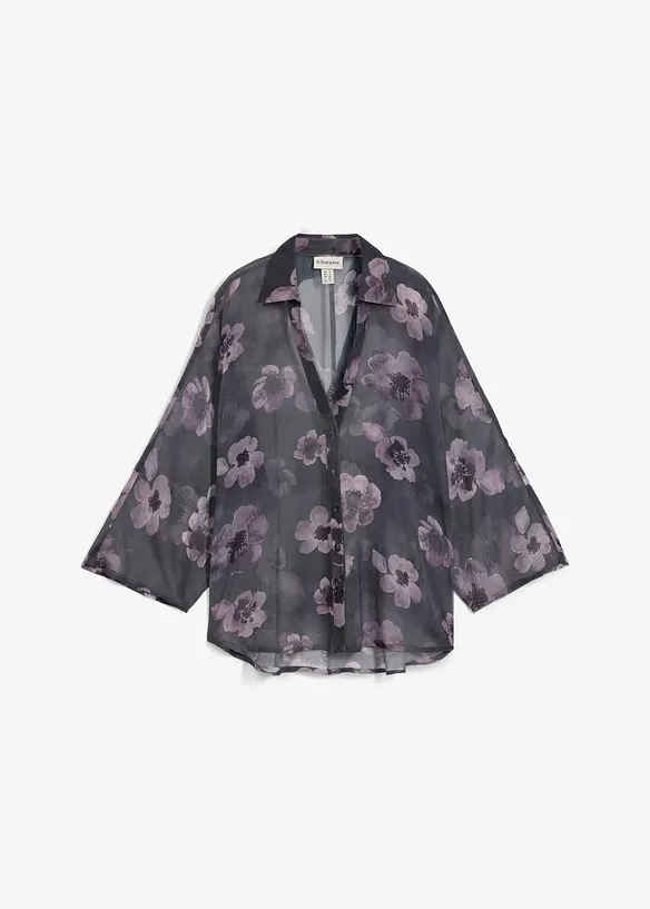 Blus i oversizemodell av luftig chiffong, bonprix