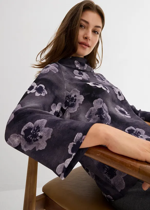 Blus i kräppat material med struktur, bonprix
