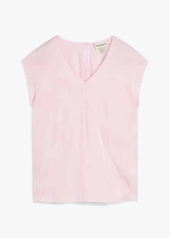 Kortärmad blus i glansig satin, bonprix