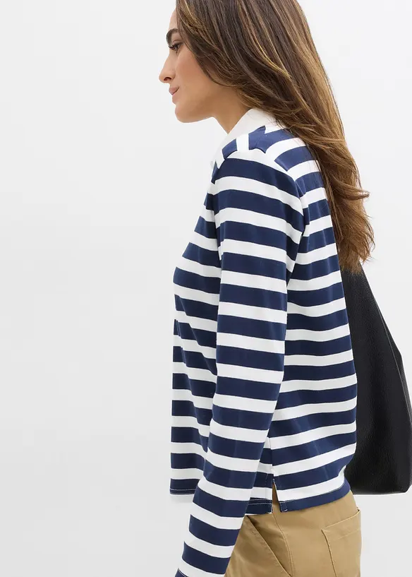 Pikétröja med kort ärm av tjock ekologisk bomull, bonprix