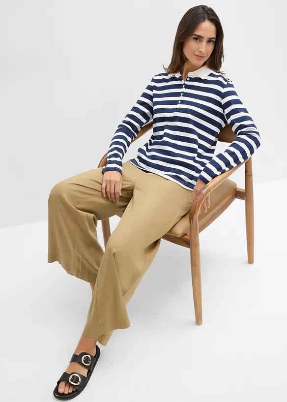 Pikétröja med kort ärm av tjock ekologisk bomull, bonprix