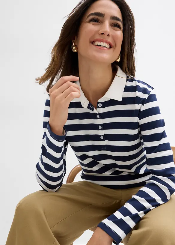 Pikétröja med kort ärm av tjock ekologisk bomull, bonprix