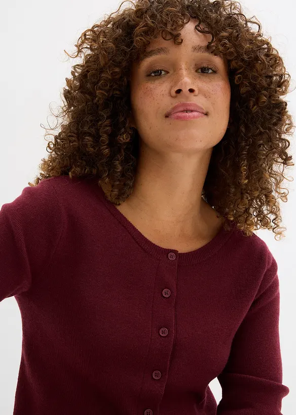 Finstickad cardigan i kort modell, bonprix
