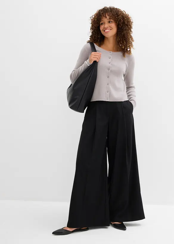 Finstickad cardigan i kort modell, bonprix