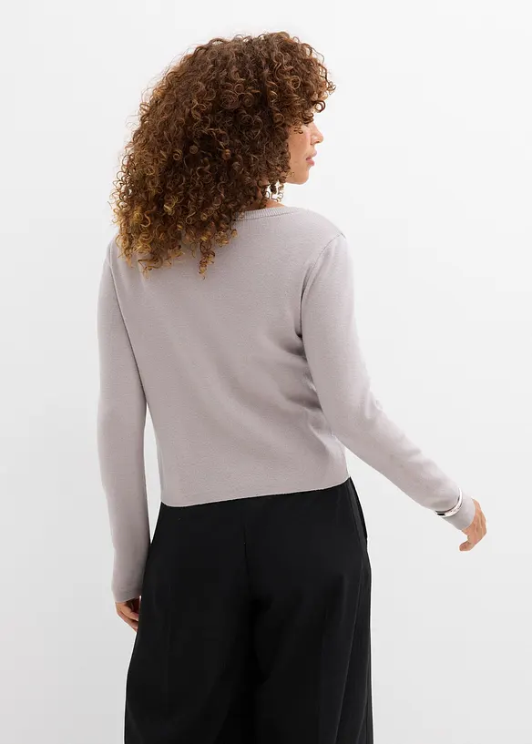 Finstickad cardigan i kort modell, bonprix