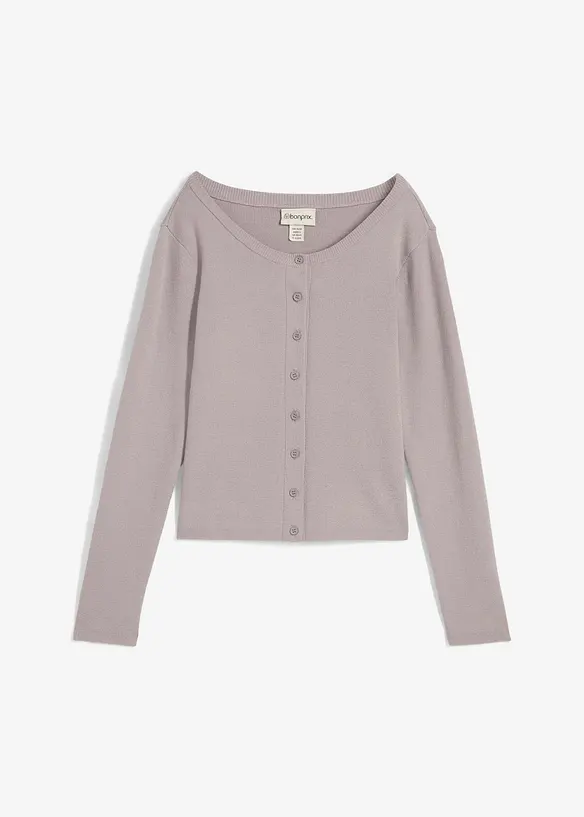 Finstickad cardigan i kort modell, bonprix
