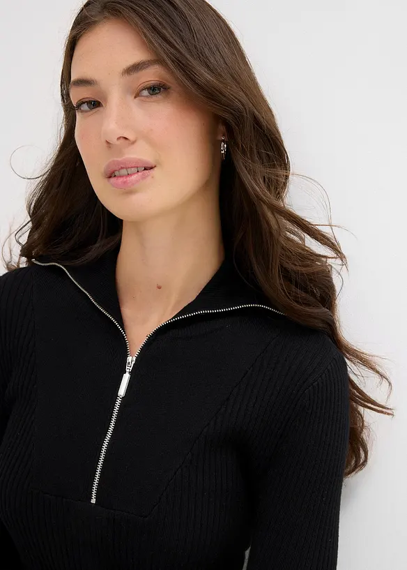 Ribbstickad topp av mjuk viskosmix, bonprix