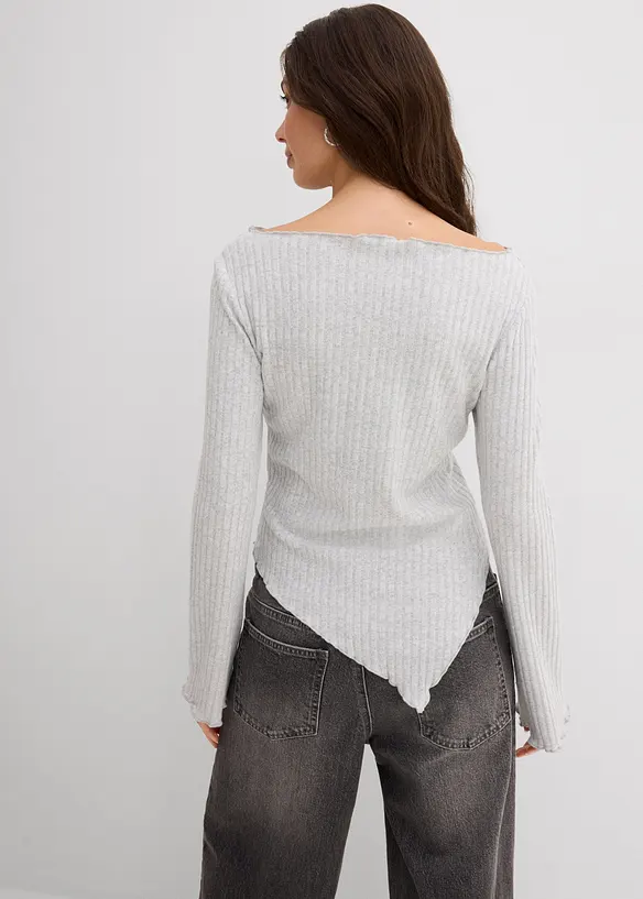 Ribbstickad topp av mjuk viskosmix, bonprix