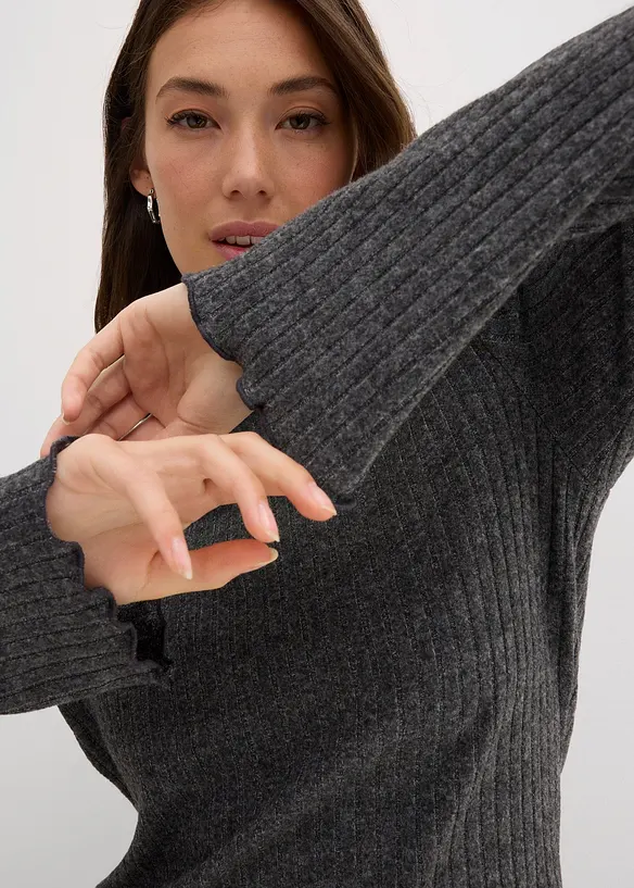 Ribbstickad topp av mjuk viskosmix, bonprix