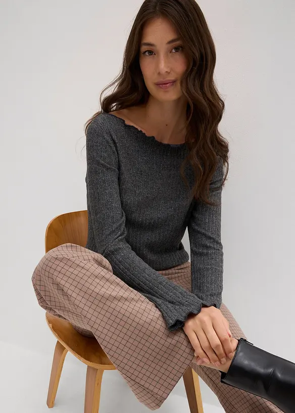 Ribbstickad topp av mjuk viskosmix, bonprix