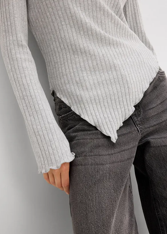 Ribbstickad topp av mjuk viskosmix, bonprix