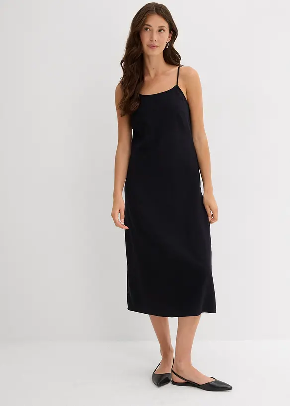 Flanellklänning med axelband, av bomull, bonprix