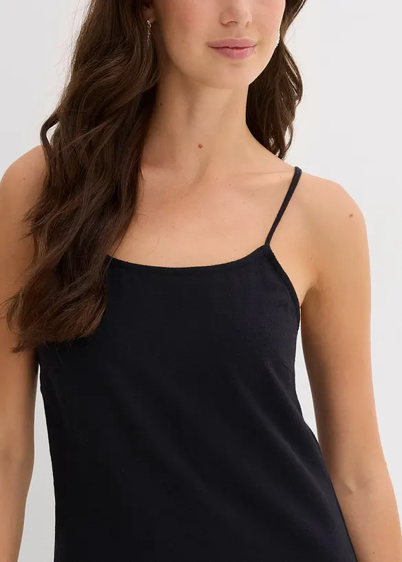 Flanellklänning med axelband, av bomull, bonprix