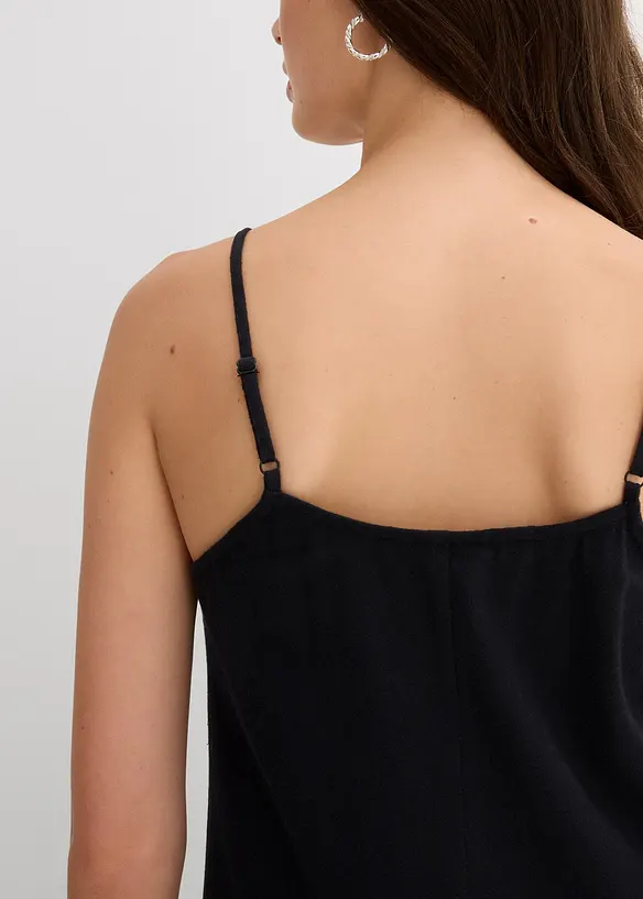 Flanellklänning med axelband, av bomull, bonprix