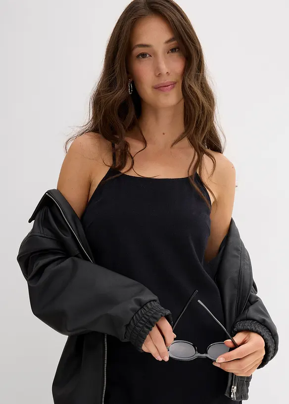 Flanellklänning med axelband, av bomull, bonprix