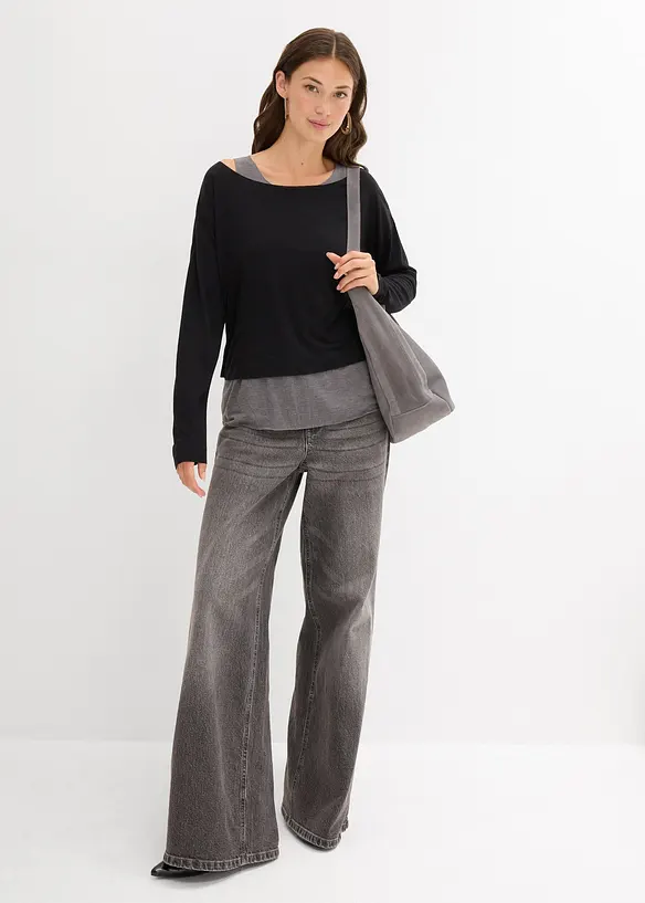 Linne och långärmad topp av jersey (2 delar), bonprix