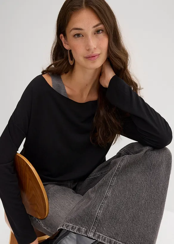 Linne och långärmad topp av jersey (2 delar), bonprix