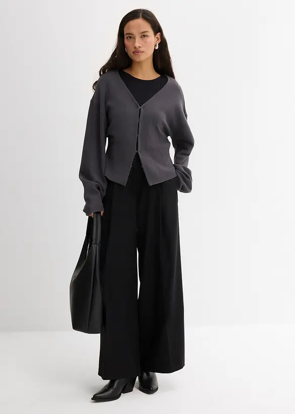 Byxa med spänne i sidan, av viskosmix, bonprix