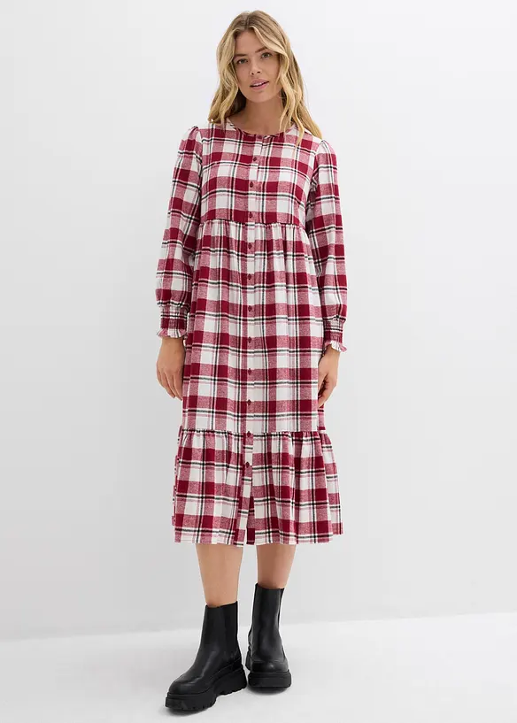 Mellanlång flanellklänning, bonprix