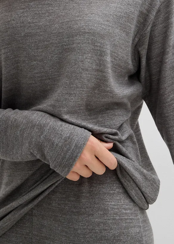 Lång sweatshirt med stickad look, bonprix