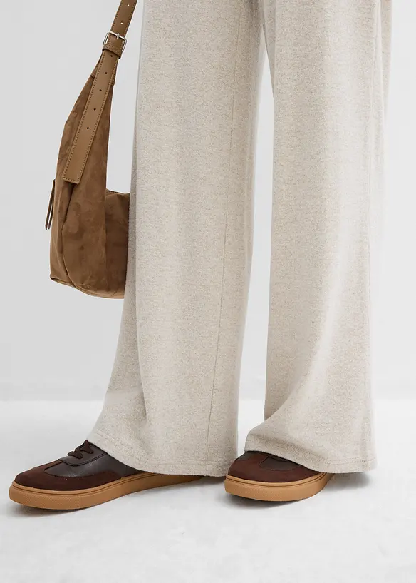 Palazzobyxa med stickad look, bonprix