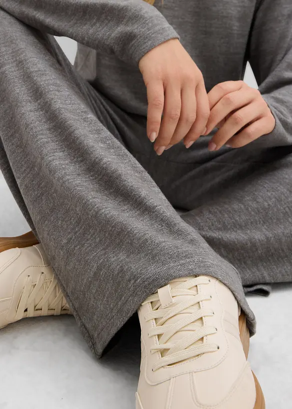Palazzobyxa med stickad look, bonprix