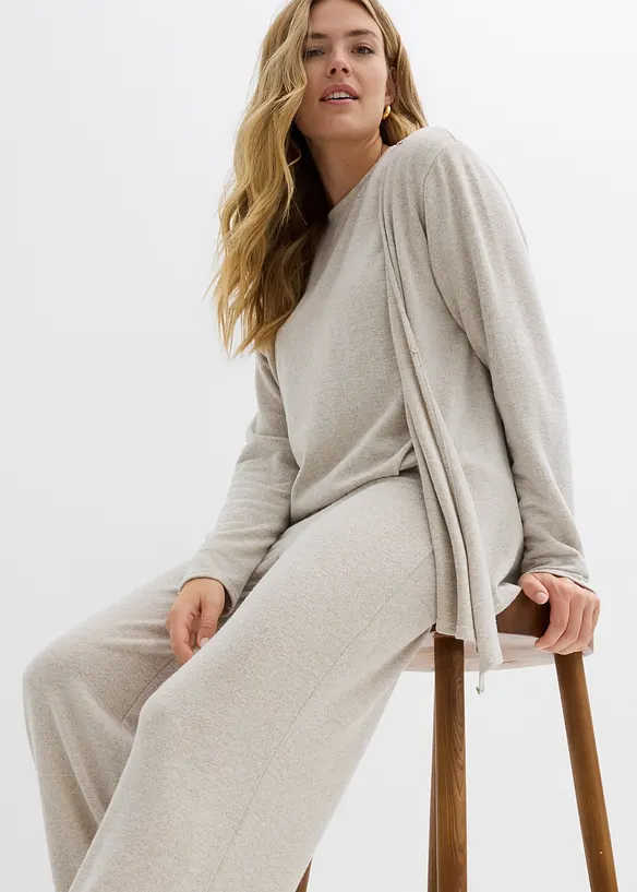 Omlottcardigan med stickad look, bonprix