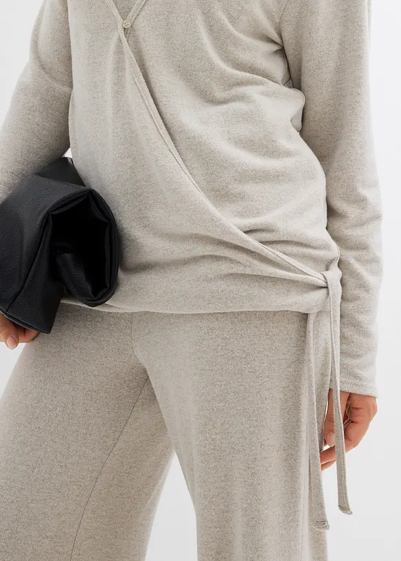 Omlottcardigan med stickad look, bonprix