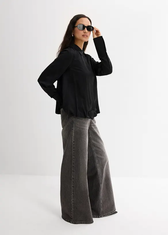 Satinblus av viskosmix, bonprix