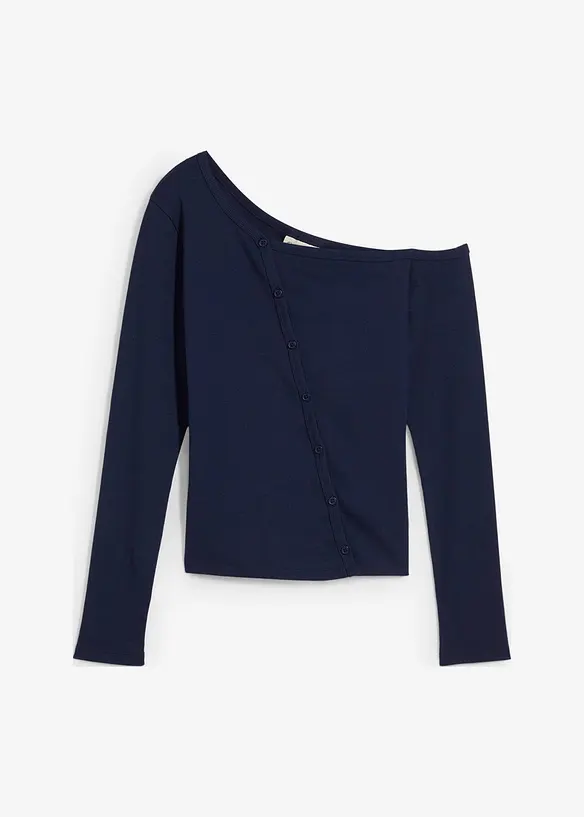 Ribbstickad topp med l&aring;nga &auml;rmar, bonprix