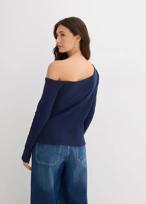 Ribbstickad topp med l&aring;nga &auml;rmar, bonprix