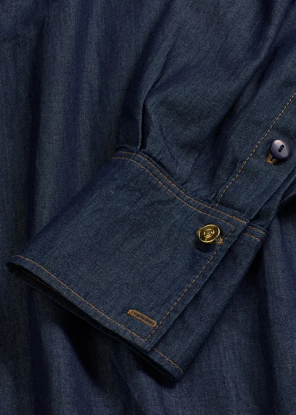 Jeansblus med breda manschetter, bonprix