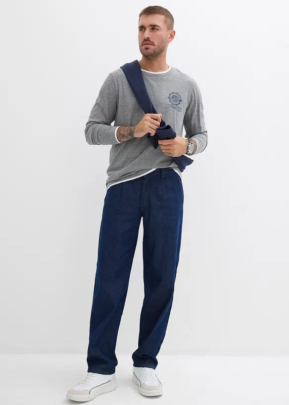 Långärmad T-shirt med 2-i-1-look, bonprix