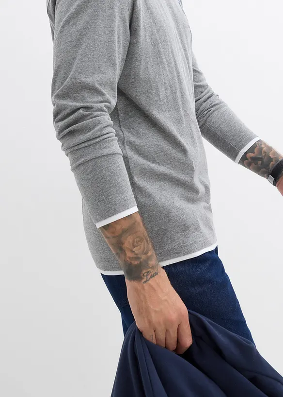 Långärmad T-shirt med 2-i-1-look, bonprix