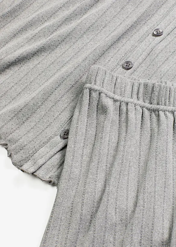 Trikåbyxa och cardigan i mjuk pointellejersey, bonprix