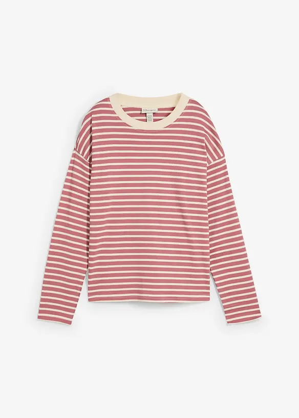 Långärmad topp i tjockt bomullsmaterial, bonprix