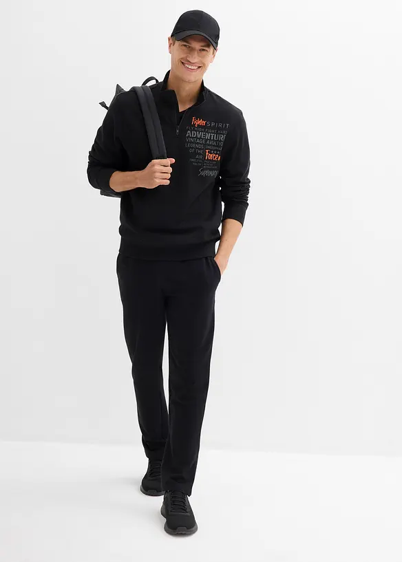 Sweatshirt med krage och dragkedja i ekologisk bomull, bonprix